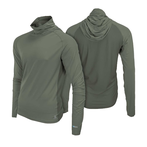 Mobile Cooling Cooling Long Sleeve Hooded Shirt, 92% Recycled Polyester, 8% Spandex Outer, Morel Gray, Size M MCMT03340321 - main